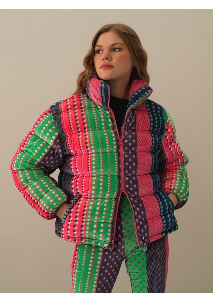 Kadın Pembe Esnek Dokulu Oversize Mont fiyatları