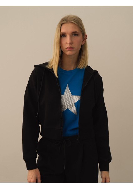 Kadın Siyah Pamuk Dokulu Regular Fit Sweatmont fiyatları