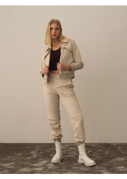 Kadın Bej Formunu Koruyan Oversize Sweatmont