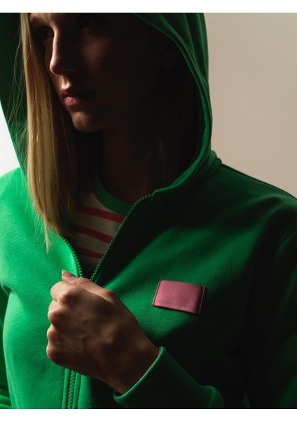 Kadın Yeşil Pamuk Dokulu Oversize Sweatmont fiyatları