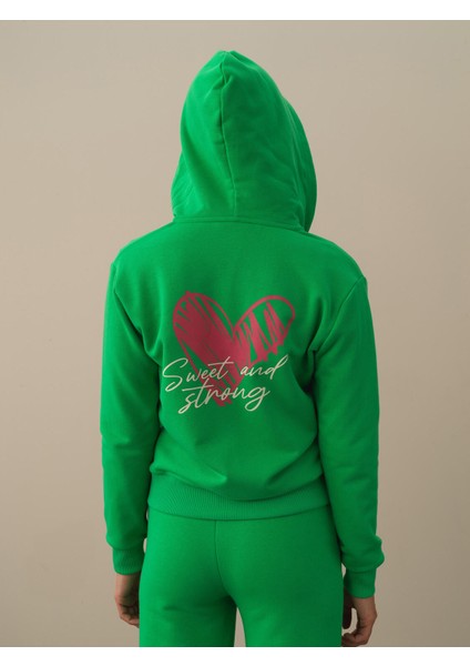 Kadın Yeşil Pamuk Dokulu Oversize Sweatmont fırsatları