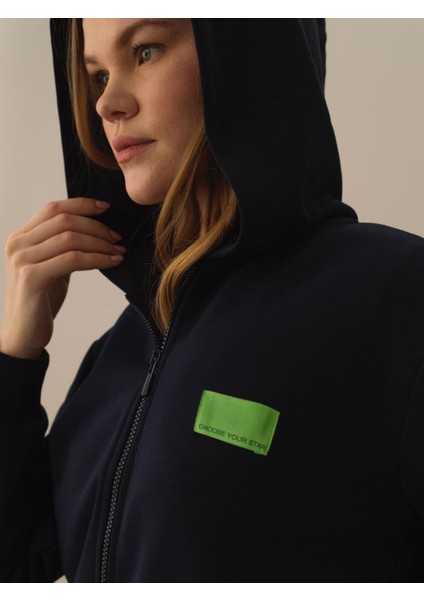 Kadın Lacivert Pamuk Dokulu Oversize Sweatmont fiyatları