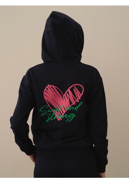 Kadın Lacivert Pamuk Dokulu Oversize Sweatmont modelleri