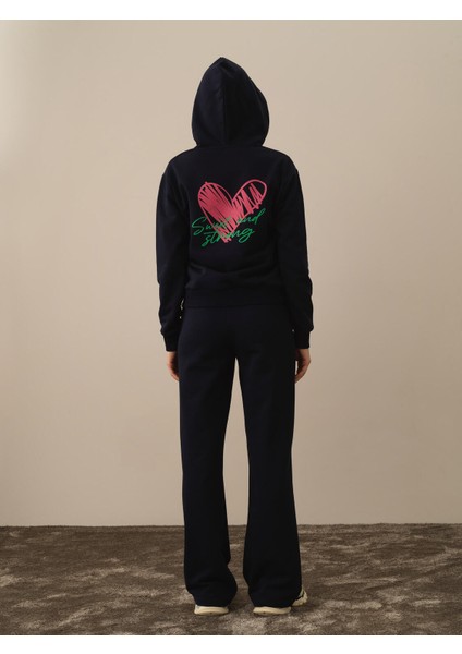 Kadın Lacivert Pamuk Dokulu Oversize Sweatmont fırsatları