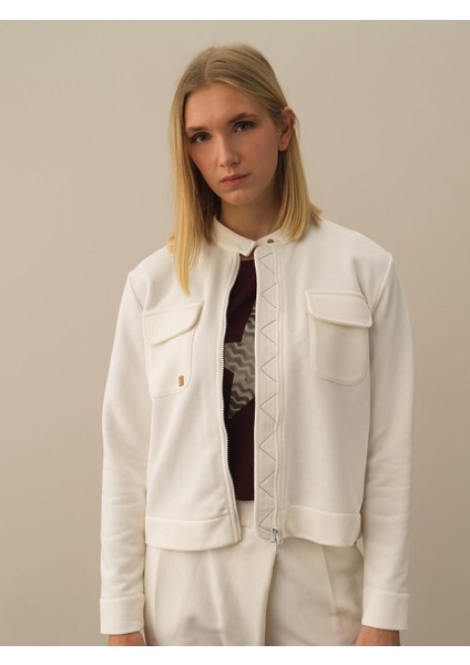 Kadın Ekru Pamuk Dokulu Oversize Sweatmont fiyatları