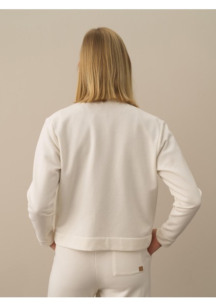 Kadın Ekru Pamuk Dokulu Oversize Sweatmont fırsatları