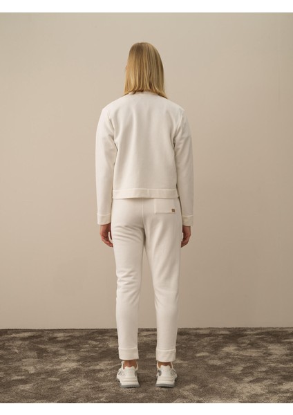 Kadın Ekru Pamuk Dokulu Oversize Sweatmont indirimleri