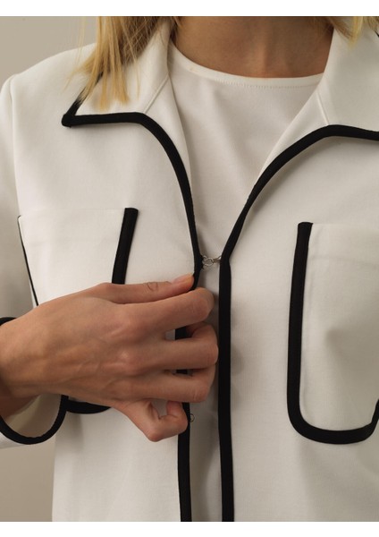 Kadın Kırık Beyaz Pamuk Dokulu Regular Fit Sweatmont modelleri