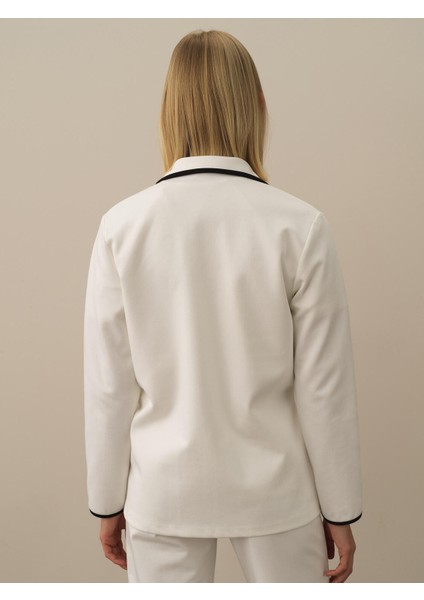 Kadın Kırık Beyaz Pamuk Dokulu Regular Fit Sweatmont indirimleri