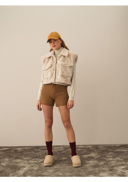 Kadın Ekru Formunu Koruyan Oversize Yelek fiyatları