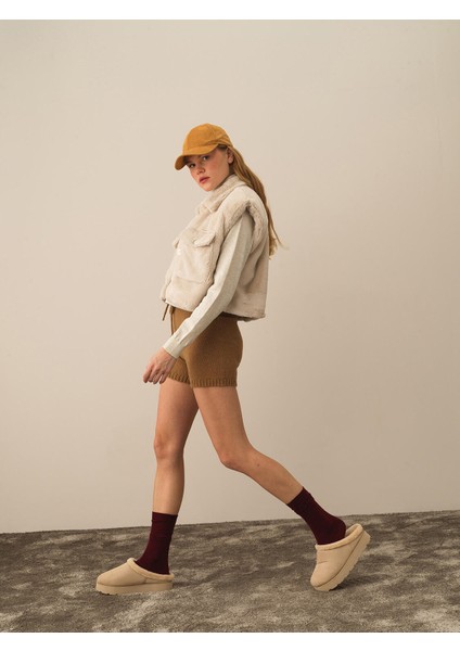 Kadın Ekru Formunu Koruyan Oversize Yelek fırsatları