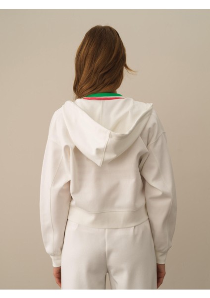 Kadın Kırık Beyaz Pamuk Dokulu Regular Fit Sweatmont modelleri