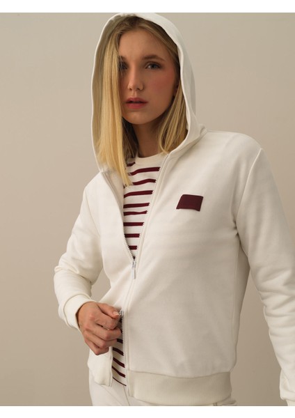 Kadın Ekru Pamuk Dokulu Oversize Sweatmont fiyatları