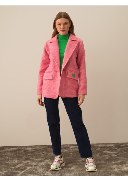 Kadın Pembe Pamuk Dokulu Regular Fit Ceket