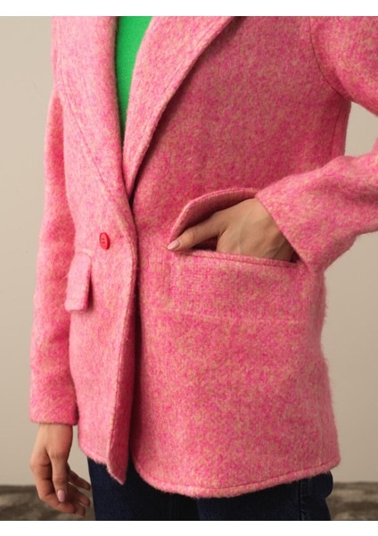 Kadın Pembe Pamuk Dokulu Regular Fit Ceket modelleri