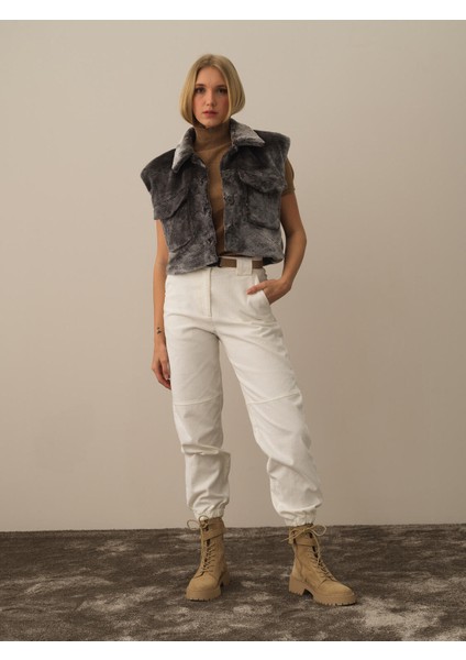 Kadın Koyu Gri Formunu Koruyan Oversize Yelek