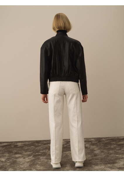 Kadın Siyah Deri Görünümlü Oversize Ceket fırsatları