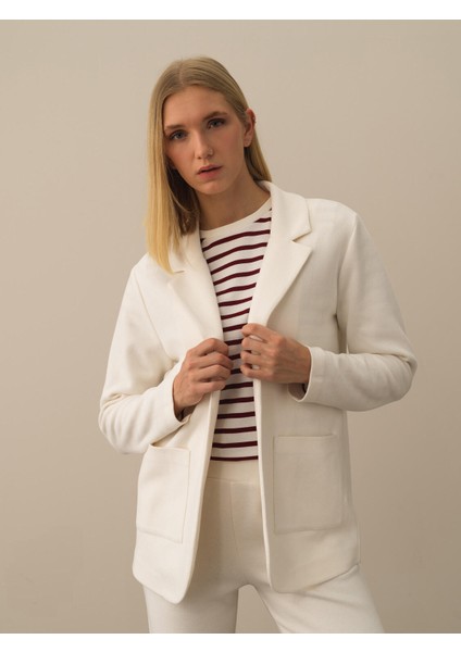 Kadın Ekru Pamuk Dokulu Regular Fit Ceket fiyatları
