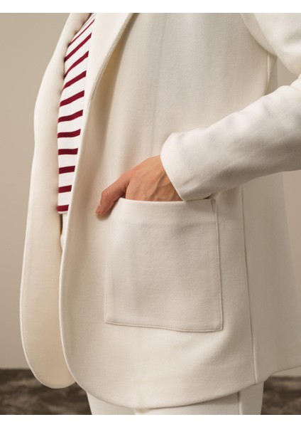 Kadın Ekru Pamuk Dokulu Regular Fit Ceket modelleri