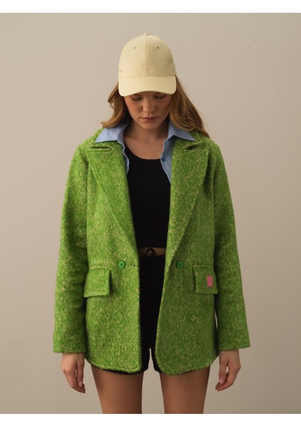 Kadın Yeşil Pamuk Dokulu Regular Fit Ceket fiyatları