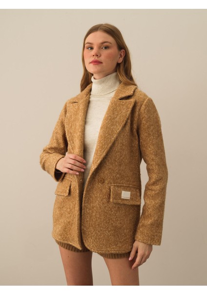Kadın Camel Pamuk Dokulu Regular Fit Ceket fiyatları