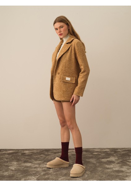 Kadın Camel Pamuk Dokulu Regular Fit Ceket modelleri
