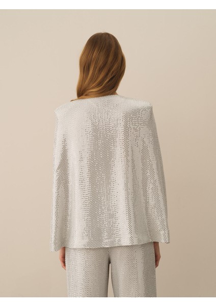 Kadın Koyu Gri Esnek Dokulu Oversize Ceket fırsatları