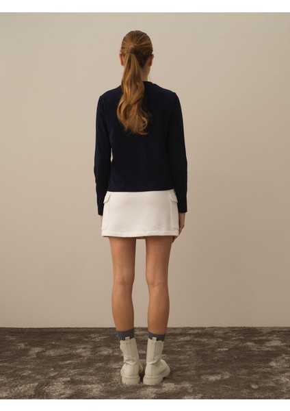 Kadın Lacivert Pamuk Dokulu Regular Fit Uzun Kollu Tişört fırsatları