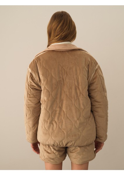 Kadın Camel Esnek Dokulu Oversize Mont modelleri