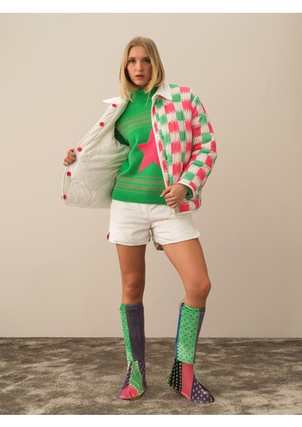 Kadın Kırık Beyaz Esnek Dokulu Oversize Mont fiyatları