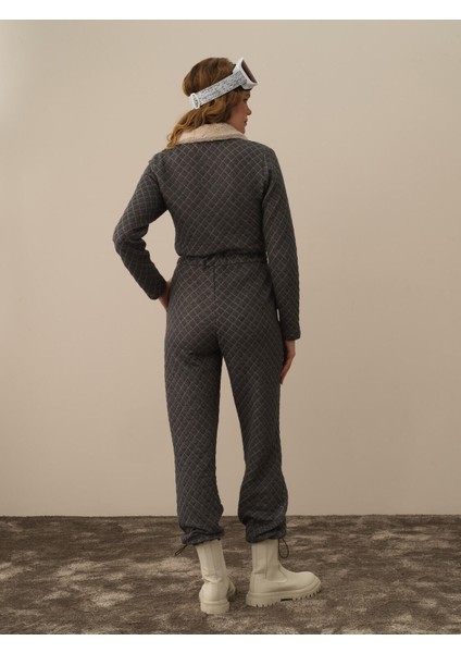 Kadın Koyu Gri Pamuk Dokulu Regular Fit Tulum indirimleri