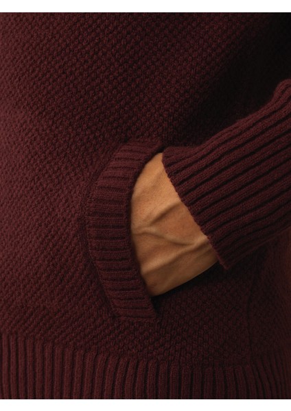 Erkek Bordo Doğal Yün Dokulu Regular Fit Hırka fırsatları