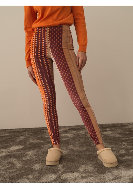 Kadın Oranj Esnek Dokulu Slim Fit Tayt fiyatları