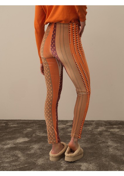 Kadın Oranj Esnek Dokulu Slim Fit Tayt modelleri