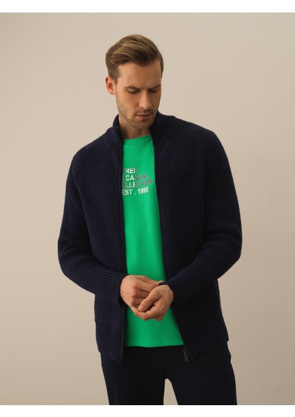 Erkek Lacivert Doğal Yün Dokulu Regular Fit Hırka fiyatları