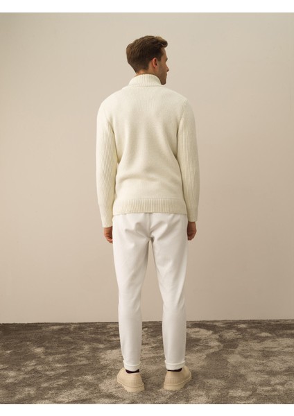 Erkek Ekru Doğal Yün Dokulu Regular Fit Hırka fırsatları