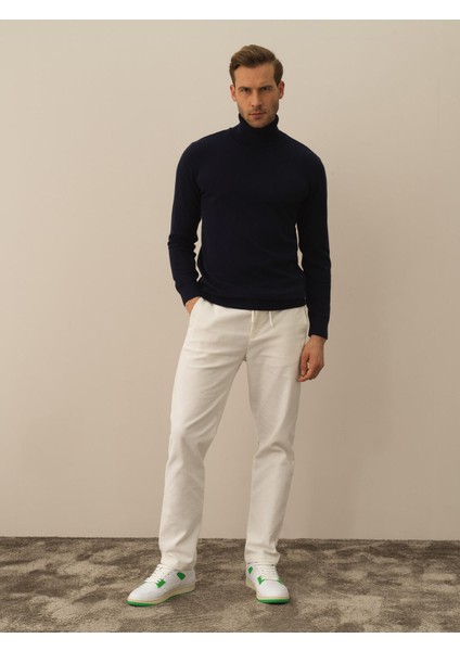 Erkek Lacivert Pamuk Dokulu Regular Fit Kazak