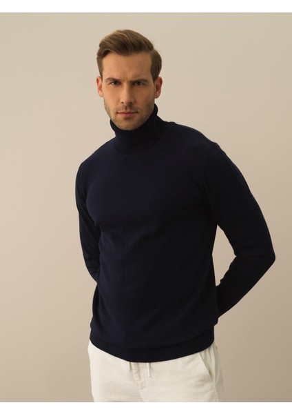 Erkek Lacivert Pamuk Dokulu Regular Fit Kazak fiyatları