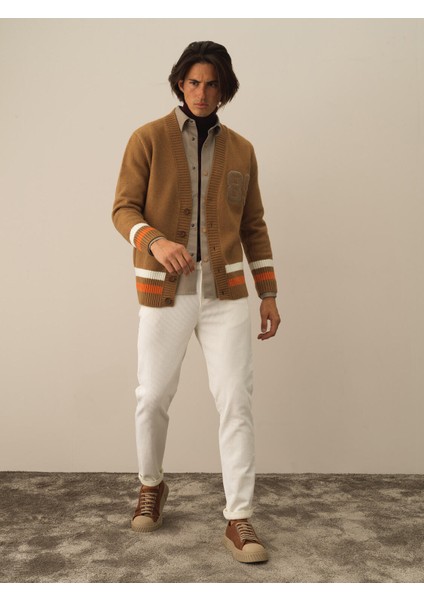 Erkek Camel Lüks Pamuk Dokulu Regular Fit Hırka fiyatları