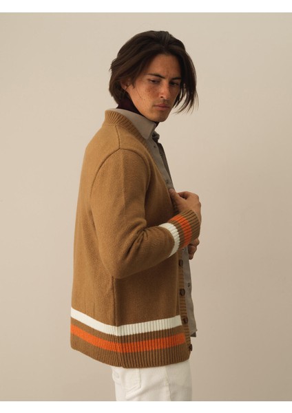 Erkek Camel Lüks Pamuk Dokulu Regular Fit Hırka fırsatları