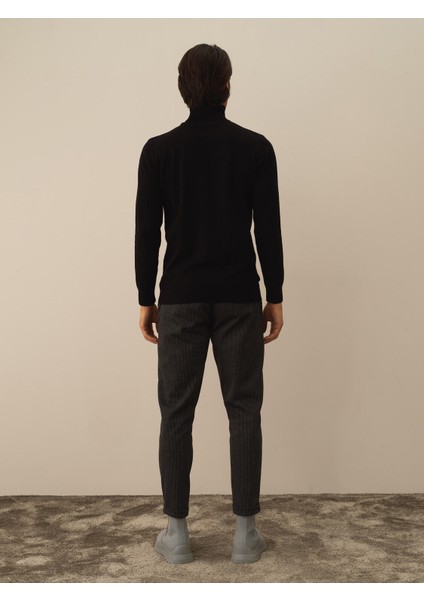 Erkek Siyah Pamuk Dokulu Regular Fit Kazak indirimleri