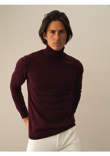 Erkek Bordo Pamuk Dokulu Regular Fit Kazak fiyatları