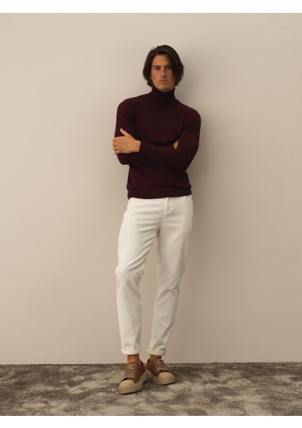 Erkek Bordo Pamuk Dokulu Regular Fit Kazak modelleri