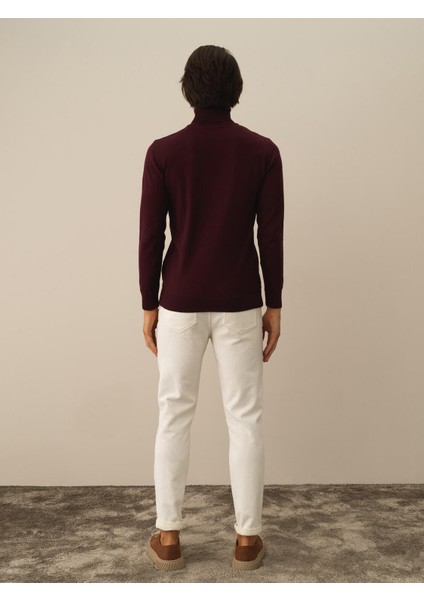 Erkek Bordo Pamuk Dokulu Regular Fit Kazak indirimleri