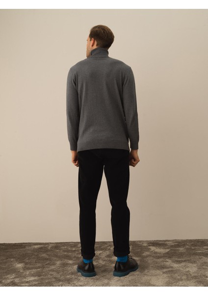 Erkek Koyu Gri Dokulu Pamuk Dokulu Regular Fit Kazak indirimleri