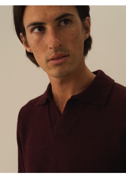 Erkek Bordo Lüks Pamuk Dokulu Regular Fit Kazak modelleri