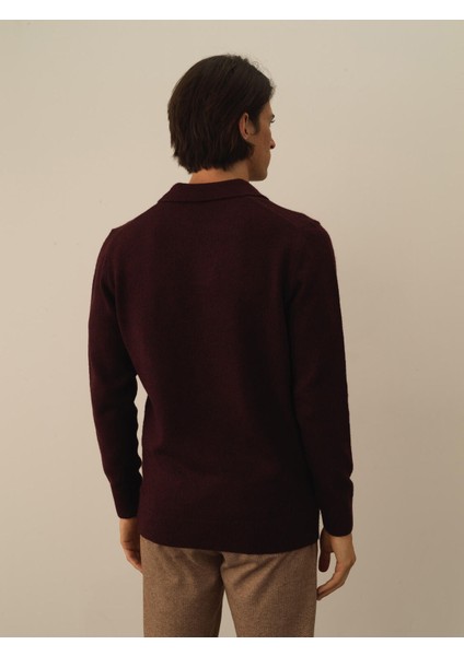 Erkek Bordo Lüks Pamuk Dokulu Regular Fit Kazak fırsatları