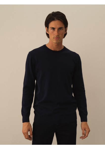 Erkek Lacivert Pamuk Dokulu Regular Fit Kazak fiyatları