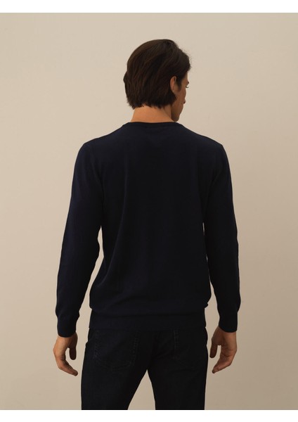 Erkek Lacivert Pamuk Dokulu Regular Fit Kazak modelleri