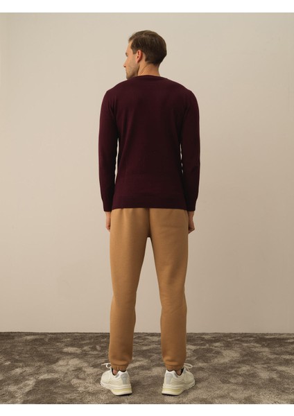 Erkek Bordo Pamuk Dokulu Regular Fit Kazak indirimleri